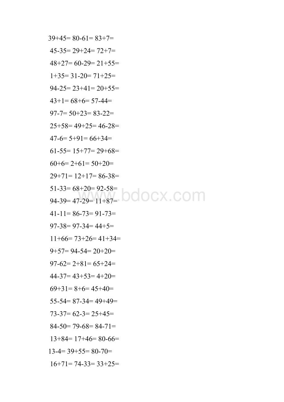 一年级数学100以内加减法口算题1000道Word文档下载推荐.docx_第3页