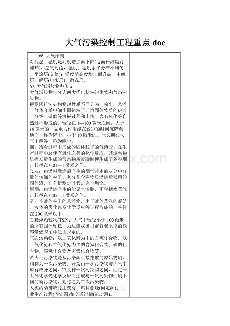 大气污染控制工程重点doc文档格式.docx