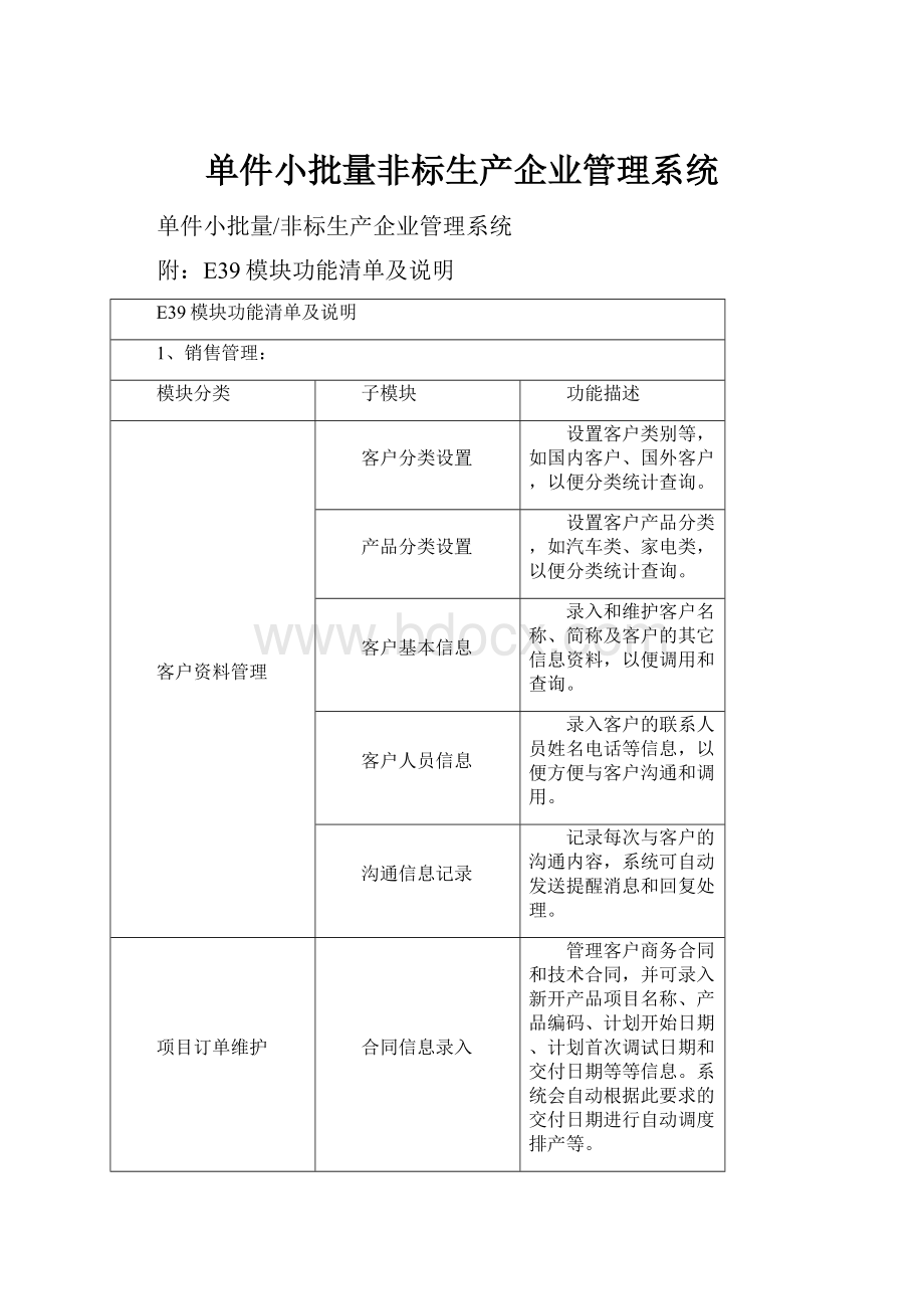 单件小批量非标生产企业管理系统.docx_第1页