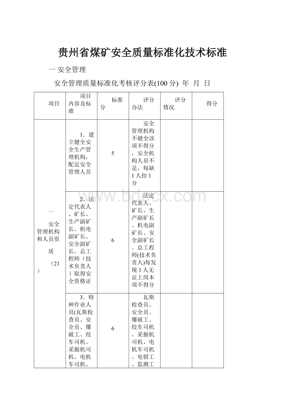 贵州省煤矿安全质量标准化技术标准.docx_第1页