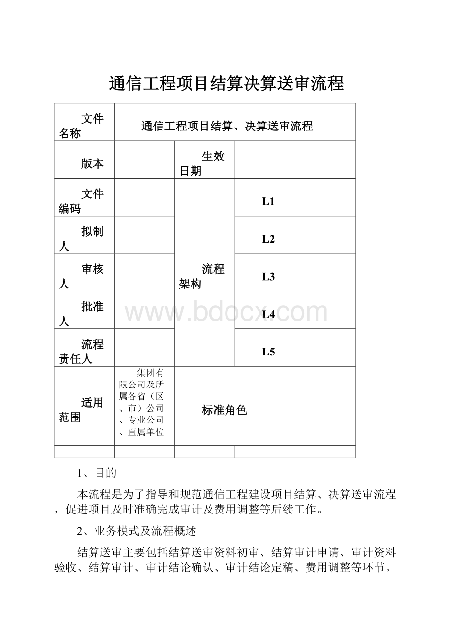 通信工程项目结算决算送审流程.docx_第1页