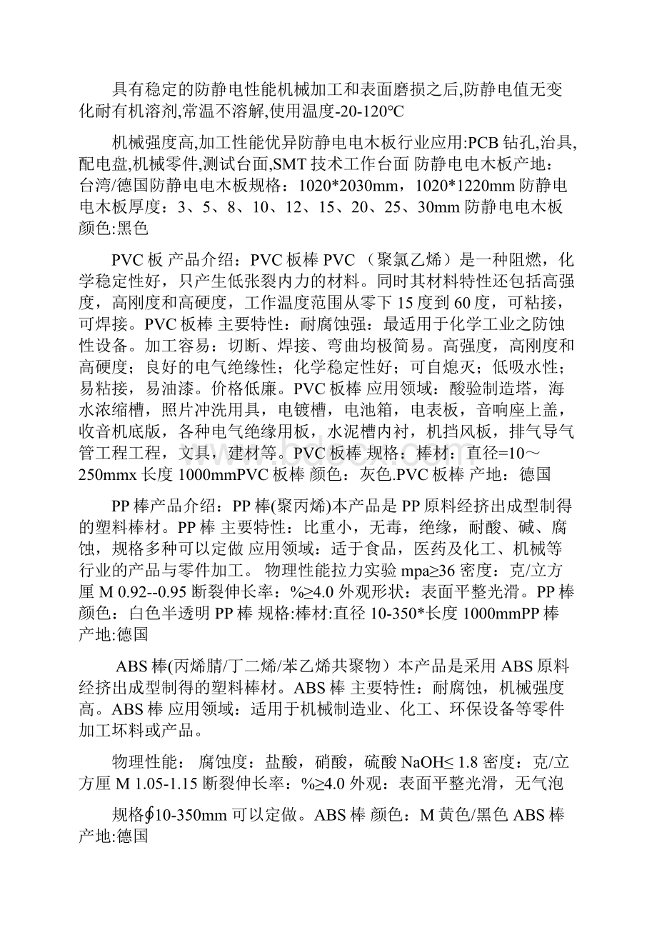 工程塑料绝缘材料防静电材料的详细Word下载.docx_第3页