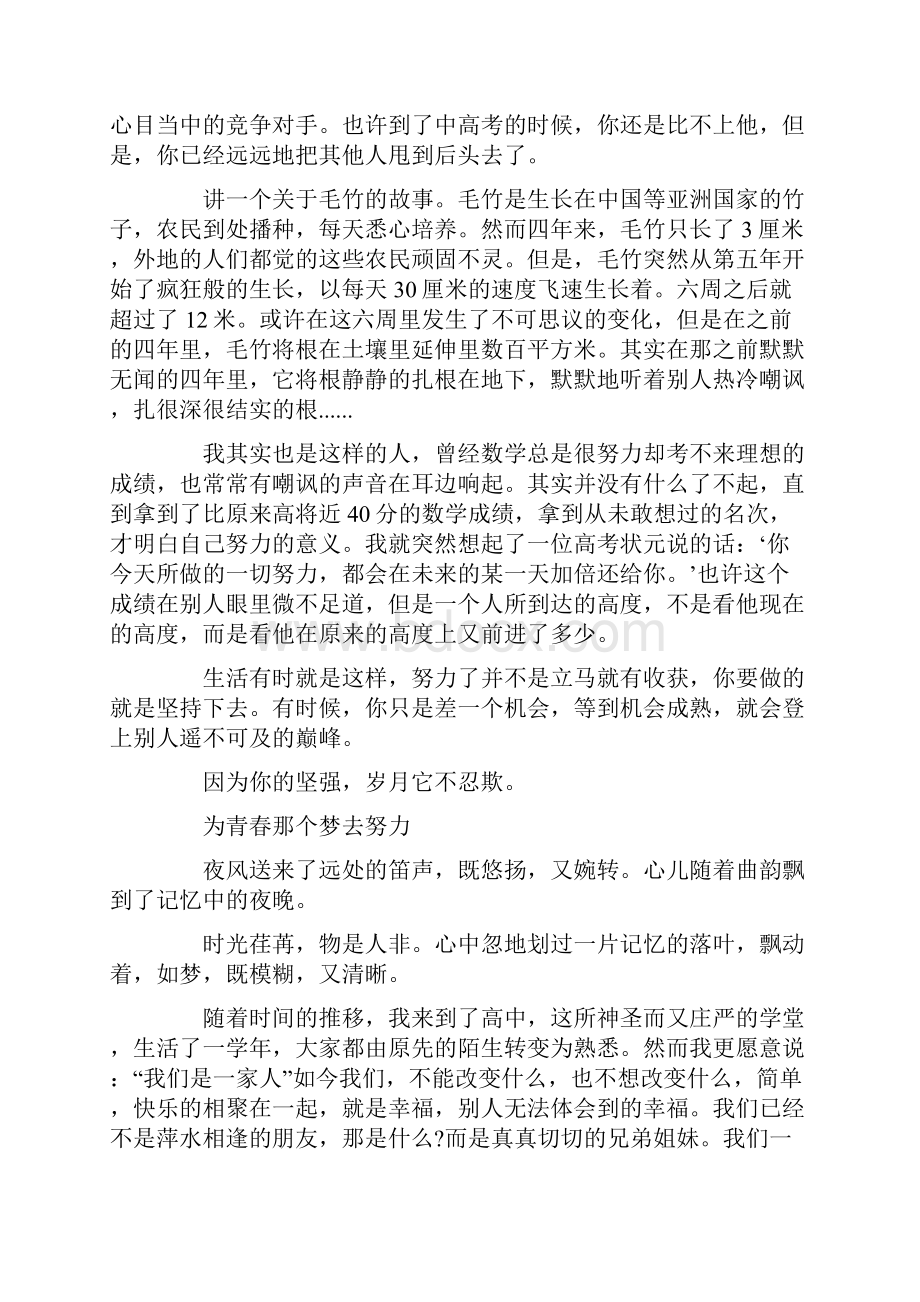 以努力为话题的高中生作文800字汇总.docx_第2页