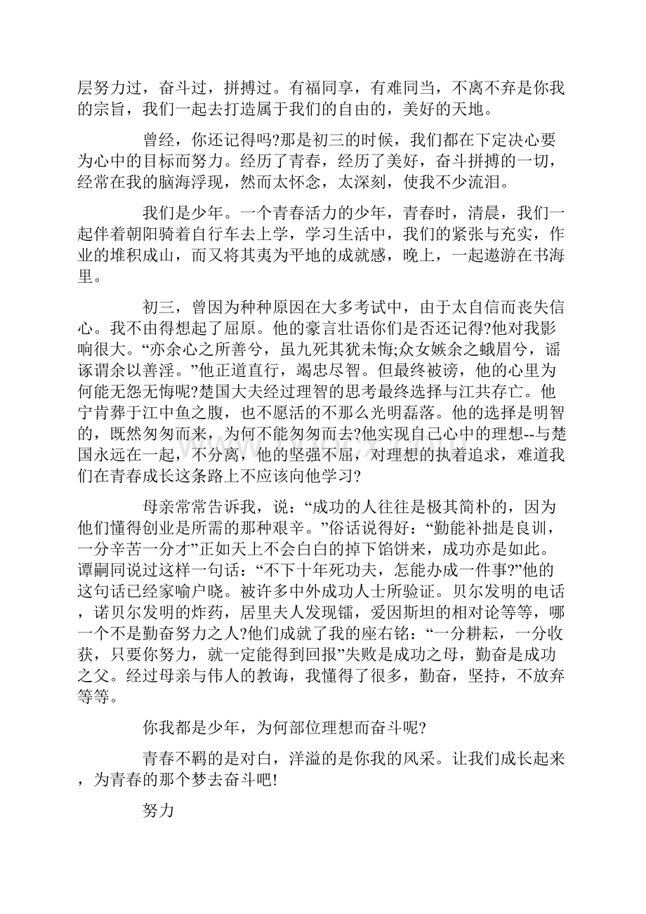 以努力为话题的高中生作文800字汇总Word格式文档下载.docx_第3页