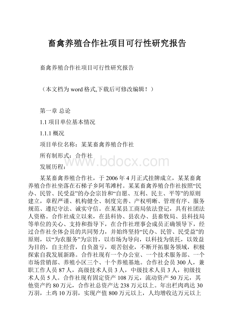 畜禽养殖合作社项目可行性研究报告.docx