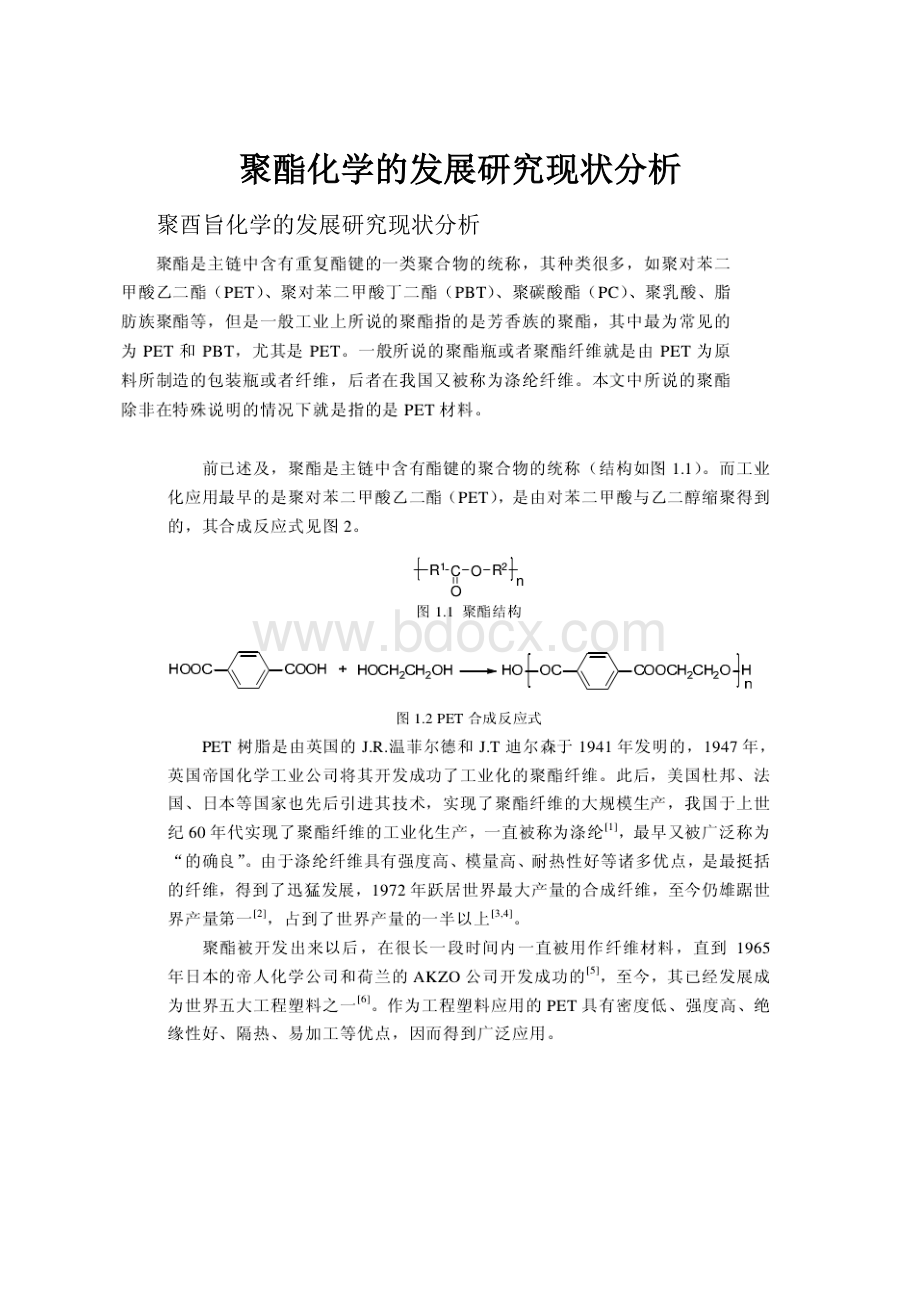 聚酯化学的发展研究现状分析.docx_第1页