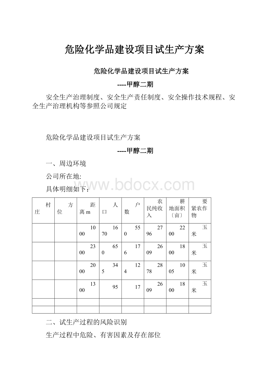 危险化学品建设项目试生产方案.docx