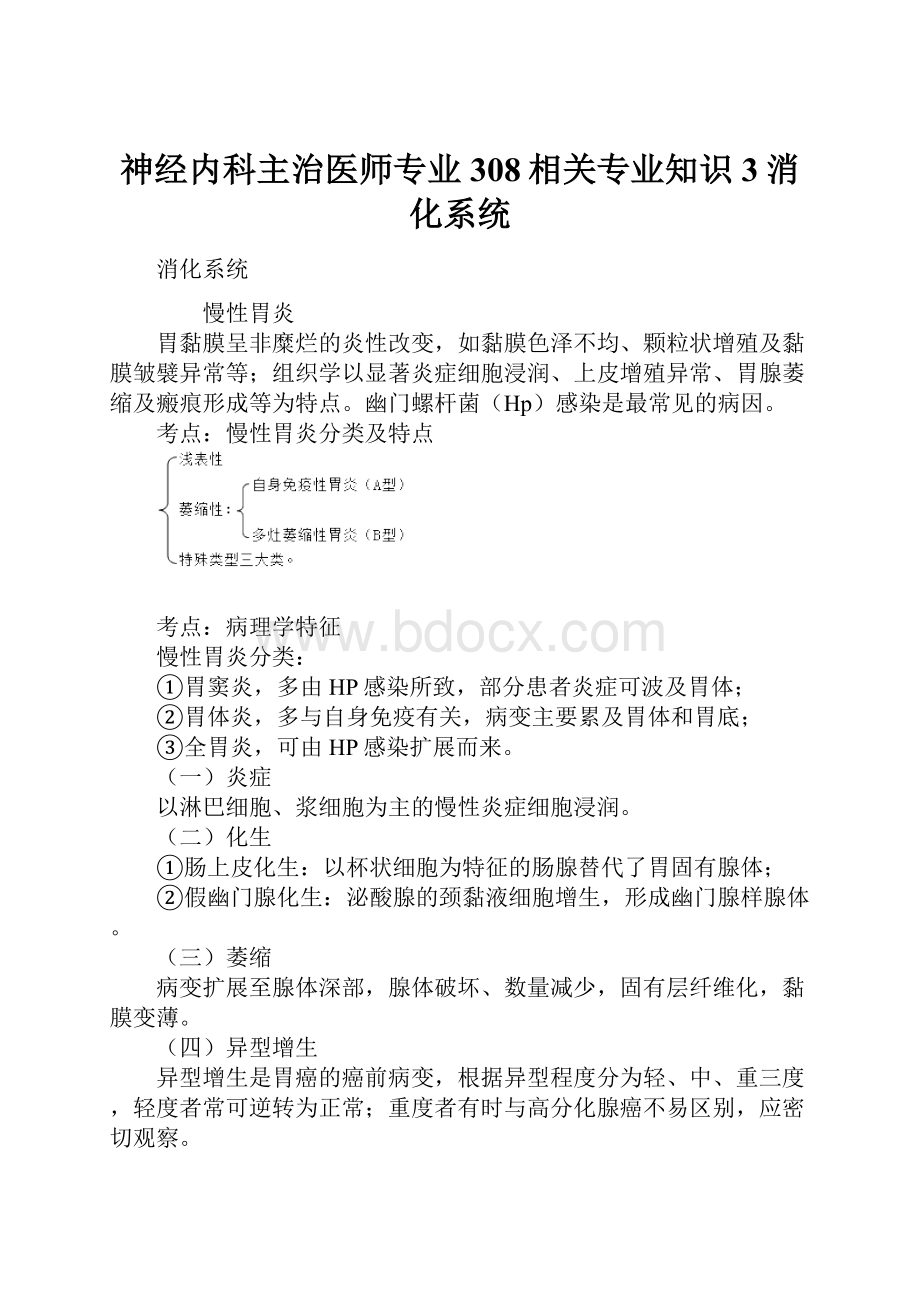 神经内科主治医师专业308相关专业知识3消化系统Word文档格式.docx