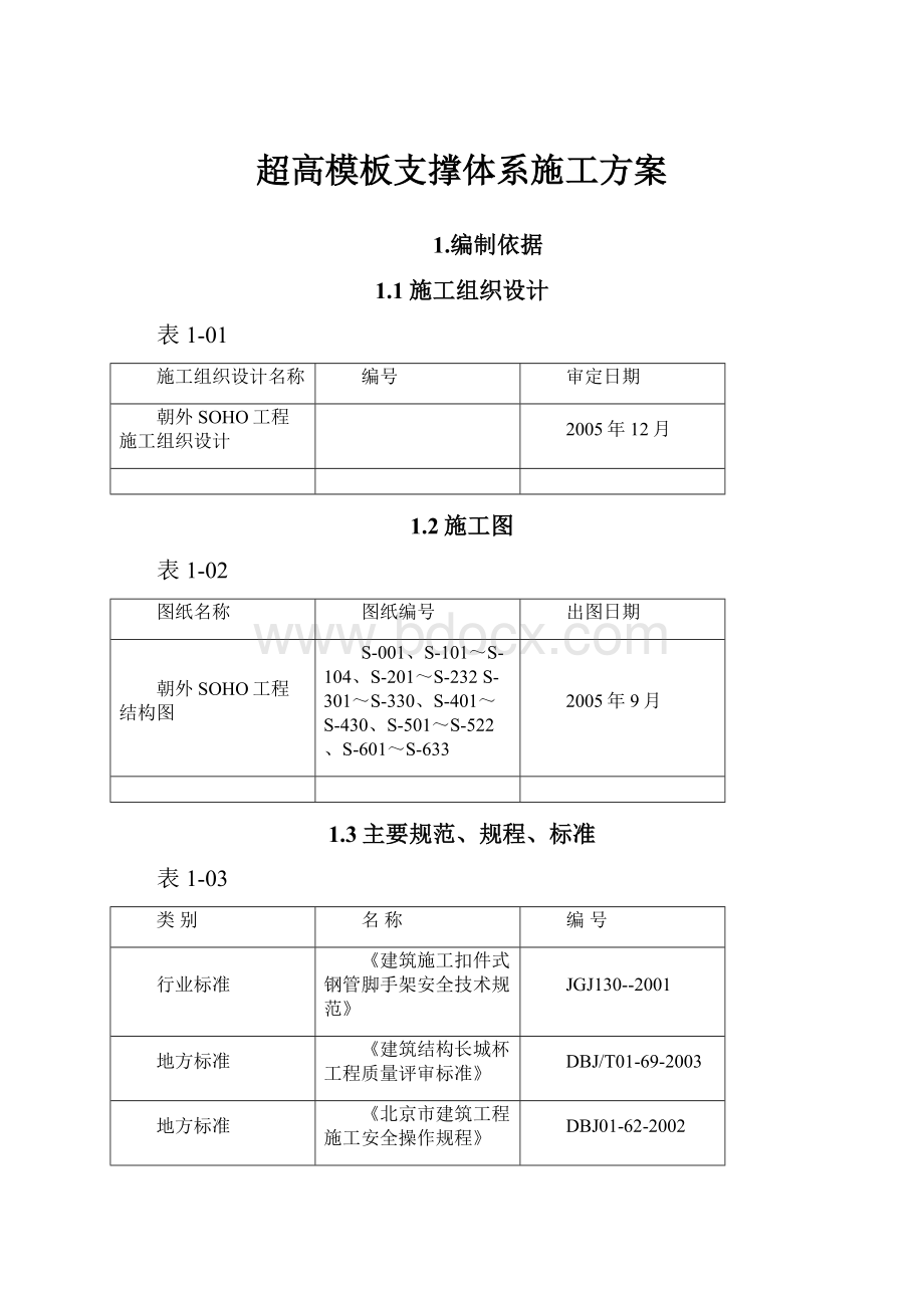 超高模板支撑体系施工方案.docx_第1页