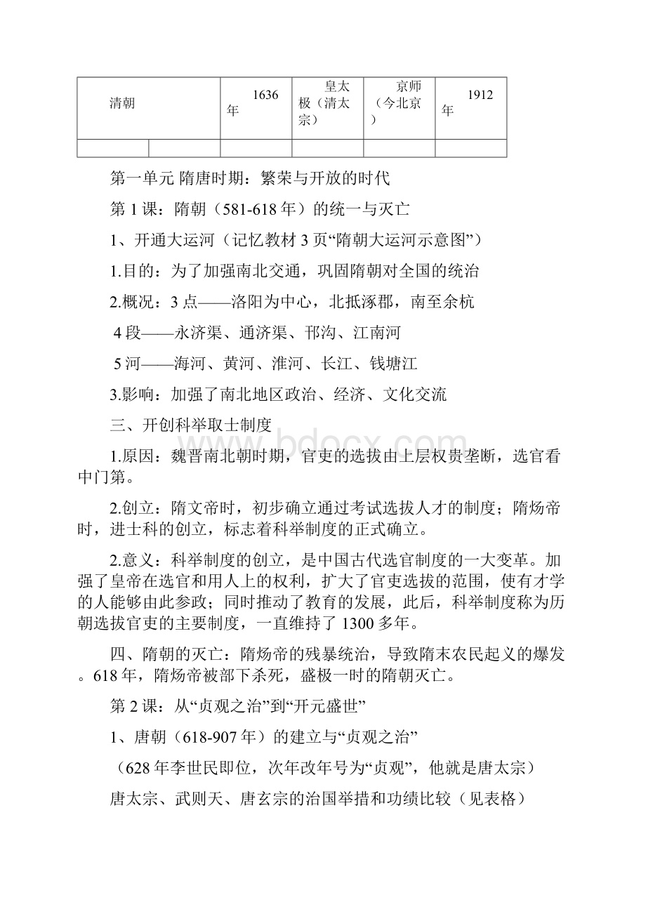 中国历史人教新版七年级下册复习提纲zxls0518170610.docx_第2页