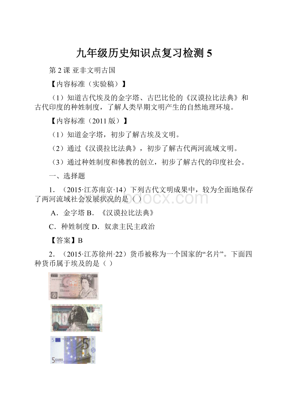 九年级历史知识点复习检测5.docx