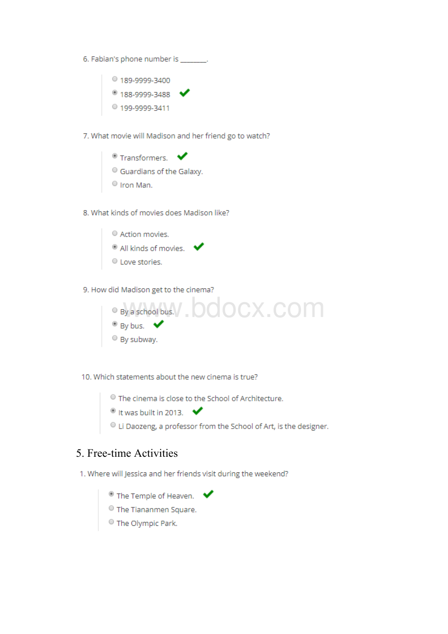 学堂在线生活英语听说答案Unit5.docx_第2页