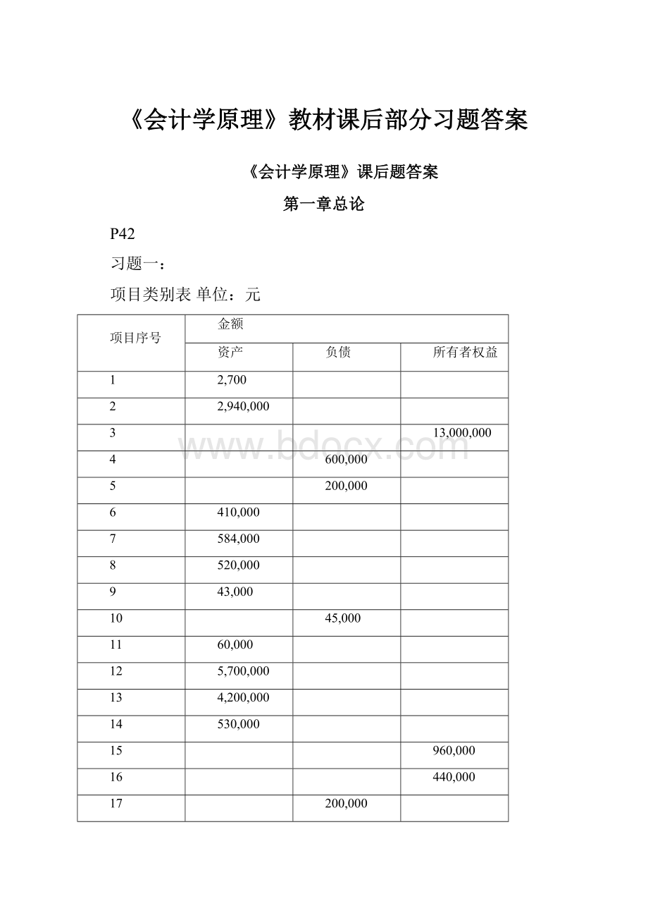 《会计学原理》教材课后部分习题答案Word格式文档下载.docx_第1页