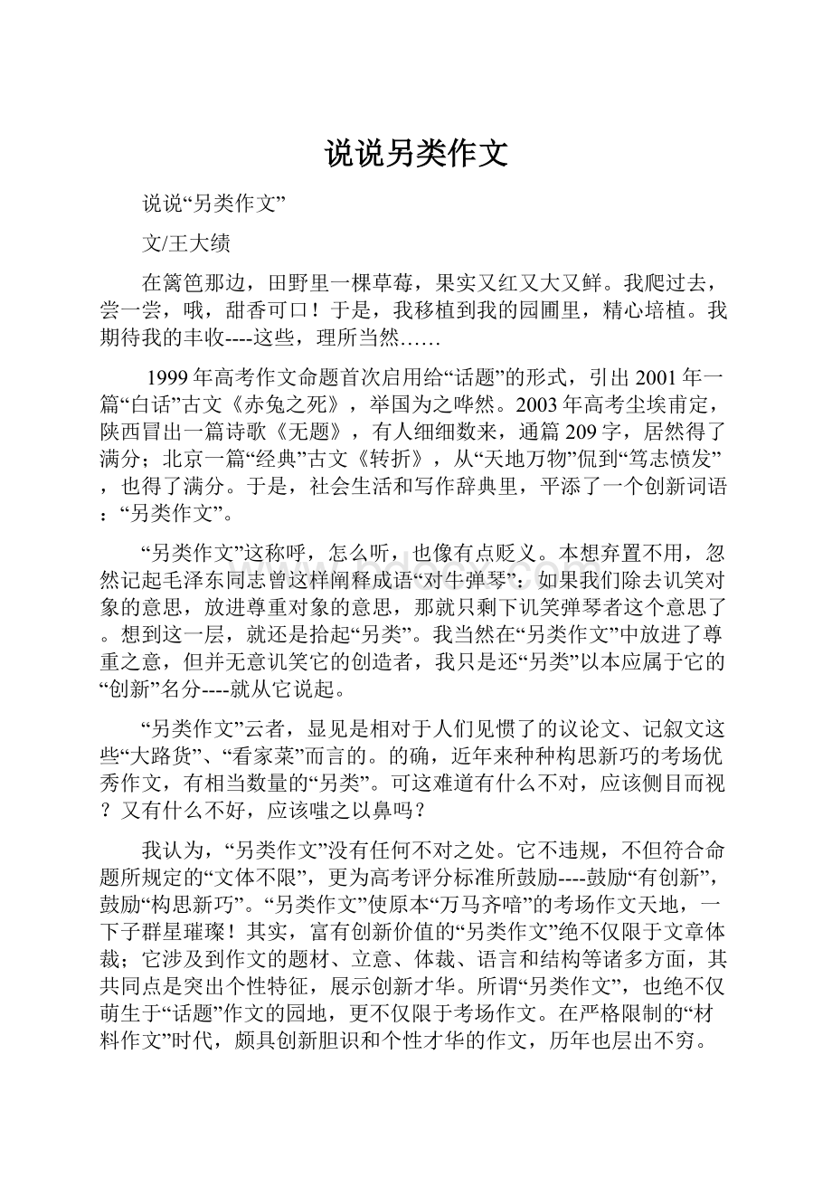 说说另类作文Word文档格式.docx_第1页