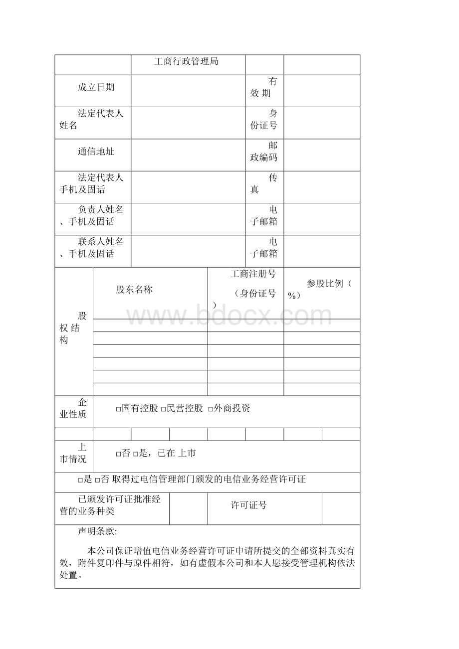 中华人民共和国增值电信业务经营许可证申请表模版.docx_第2页