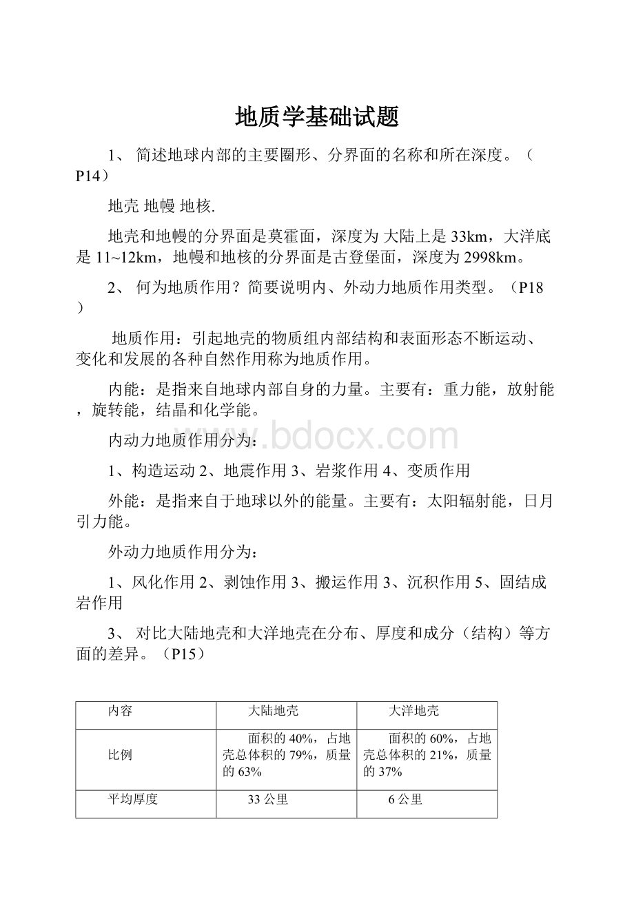 地质学基础试题.docx_第1页