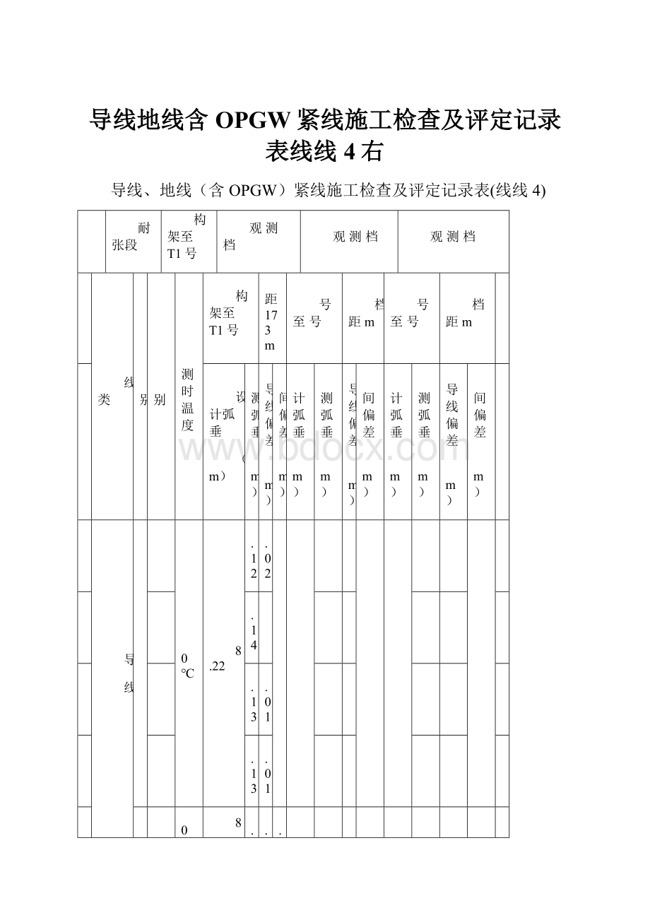 导线地线含OPGW紧线施工检查及评定记录表线线4右.docx