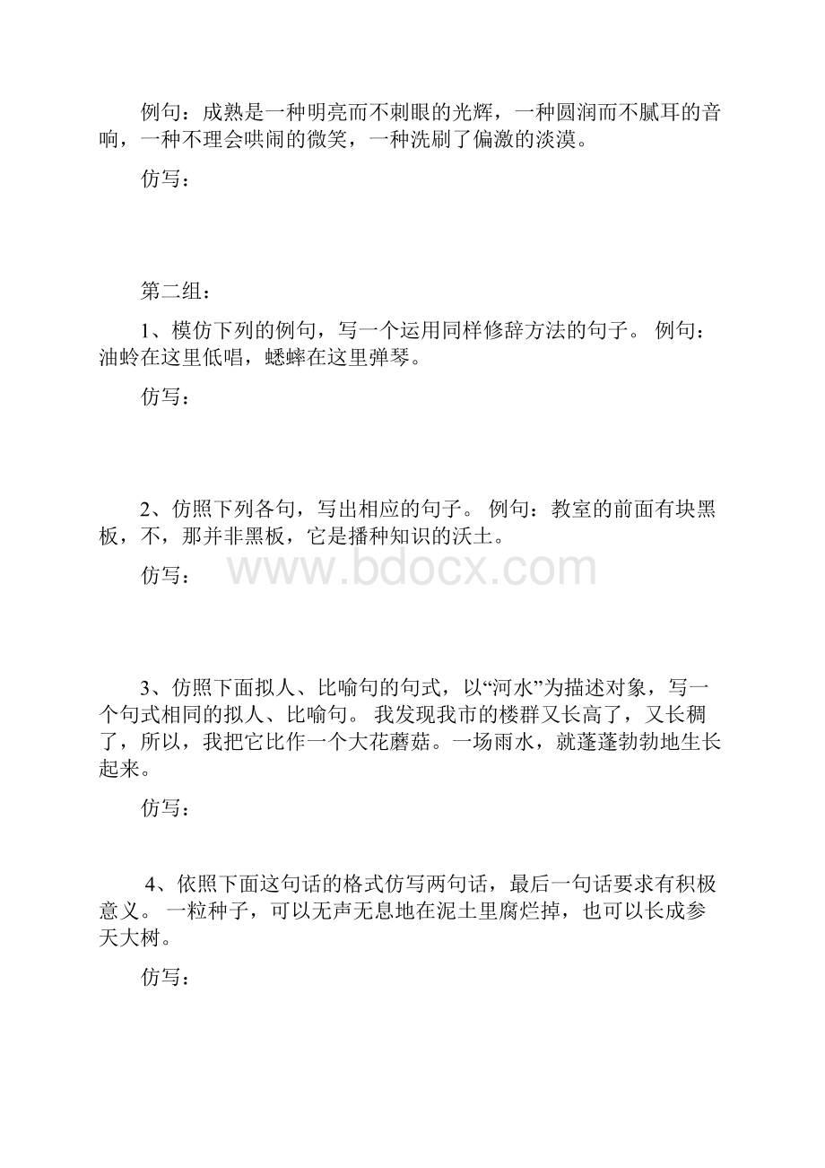 61仿写练习题及答案.docx_第2页