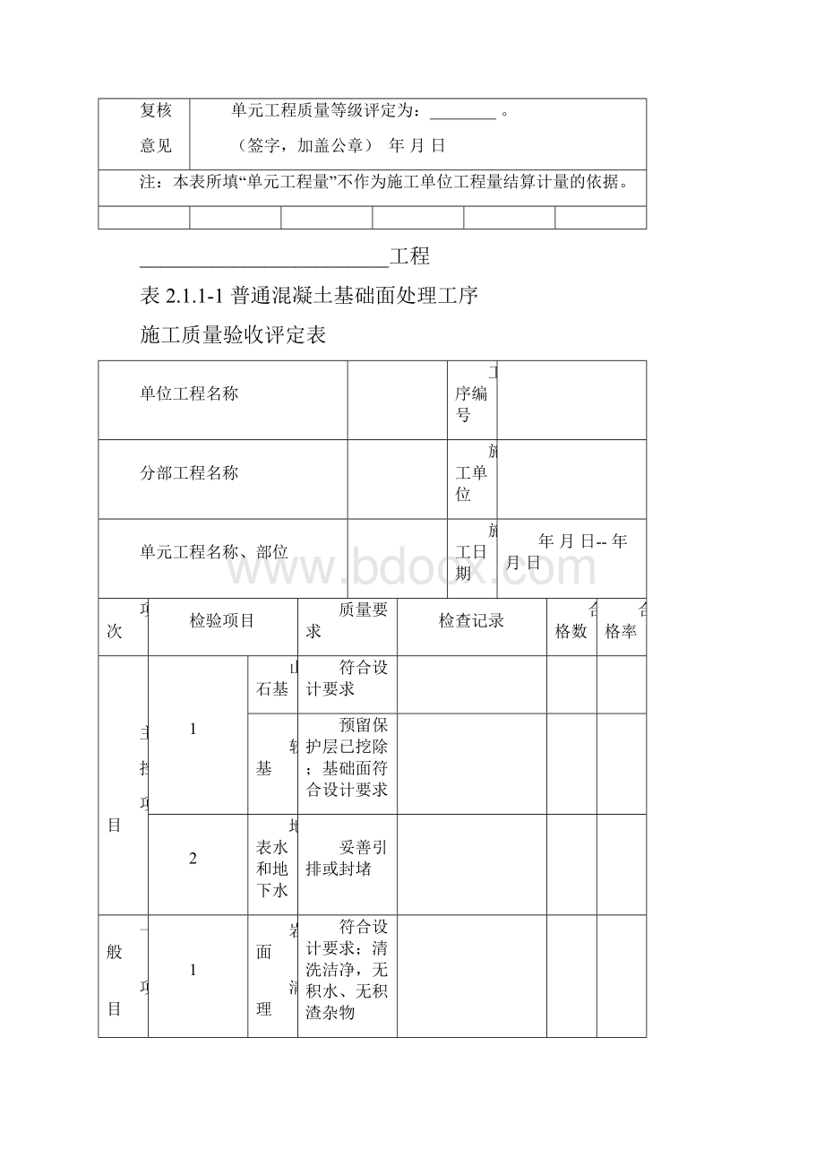 新版普通混凝土单元工程施工质量验收评定表.docx_第2页