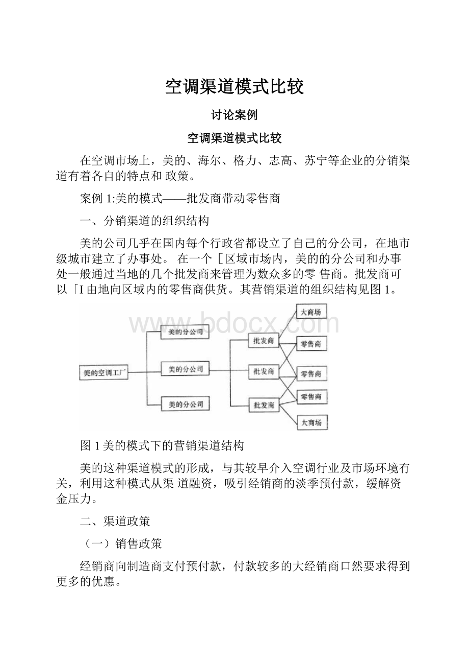 空调渠道模式比较Word下载.docx