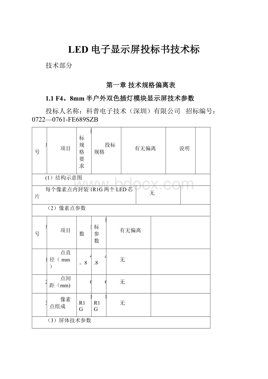 LED电子显示屏投标书技术标.docx_第1页