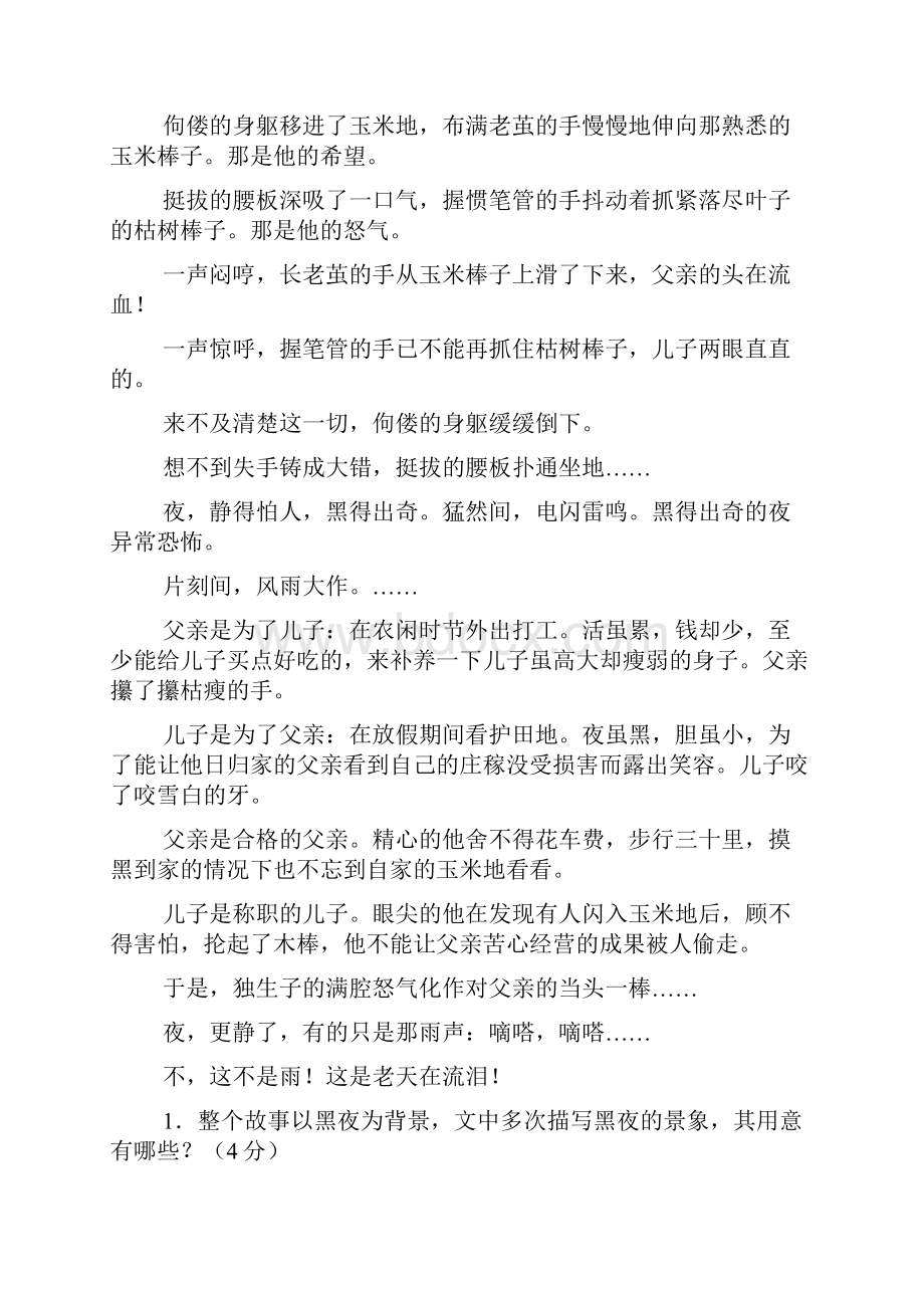 精校WORD版高考复习小说阅读训练卷文档格式.docx_第2页