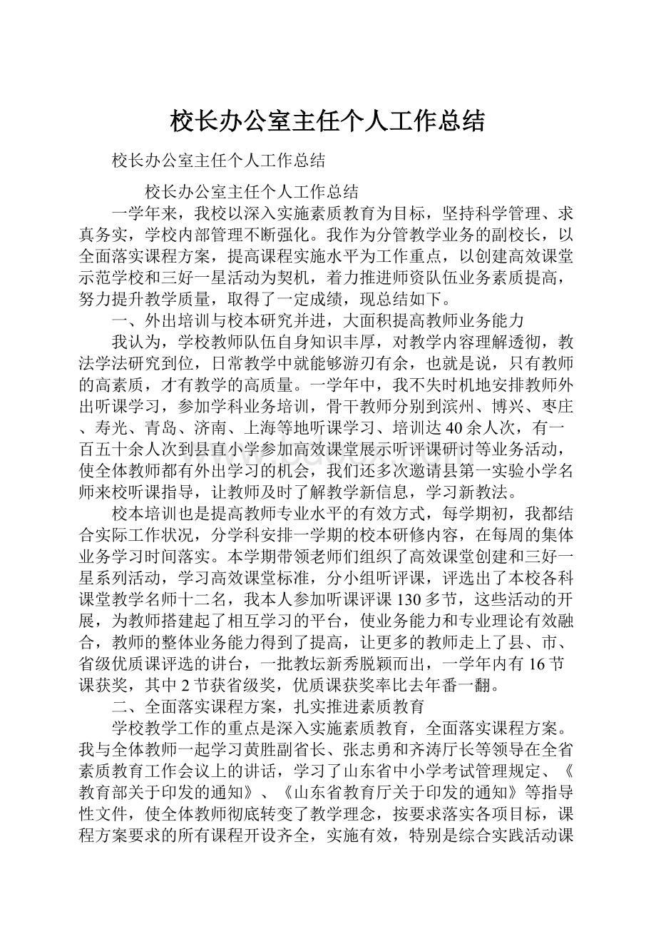 校长办公室主任个人工作总结.docx