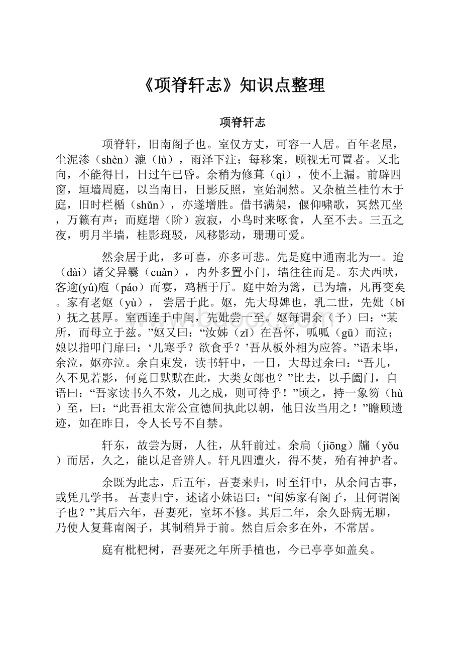 《项脊轩志》知识点整理.docx