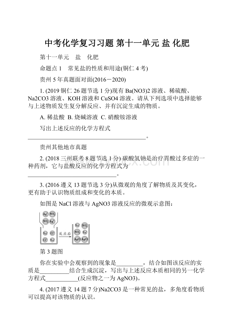 中考化学复习习题 第十一单元盐化肥.docx