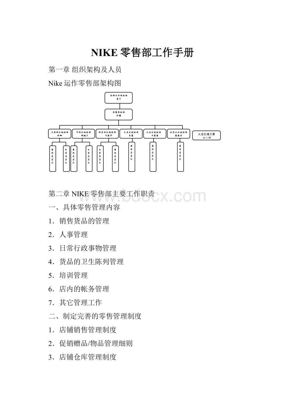 NIKE零售部工作手册Word文件下载.docx_第1页