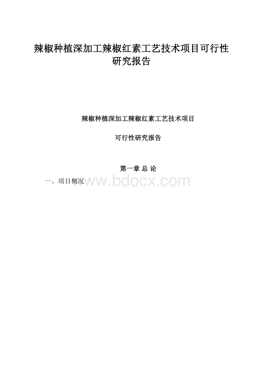 辣椒种植深加工辣椒红素工艺技术项目可行性研究报告Word格式文档下载.docx