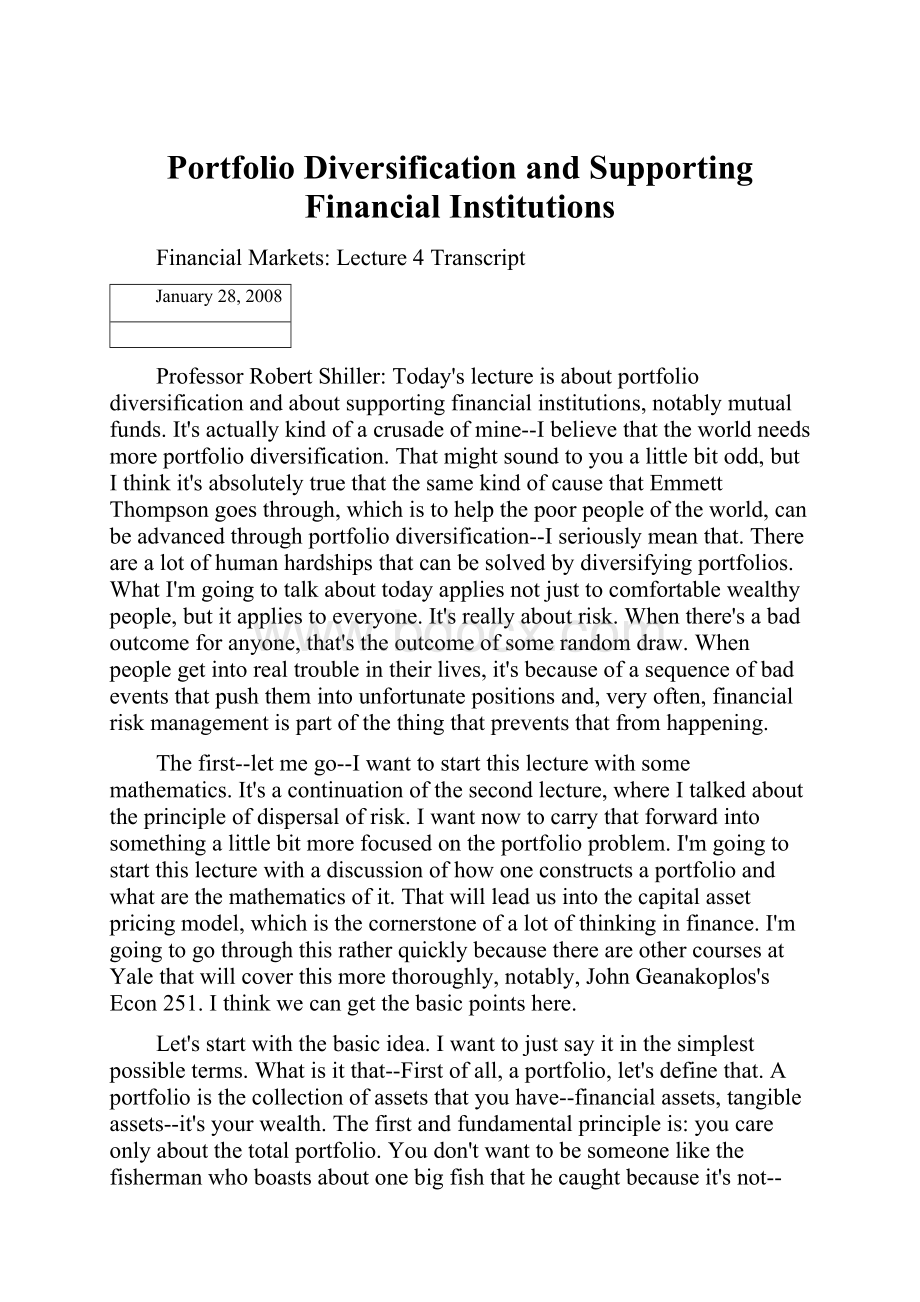 Portfolio Diversification and Supporting Financial Institutions.docx