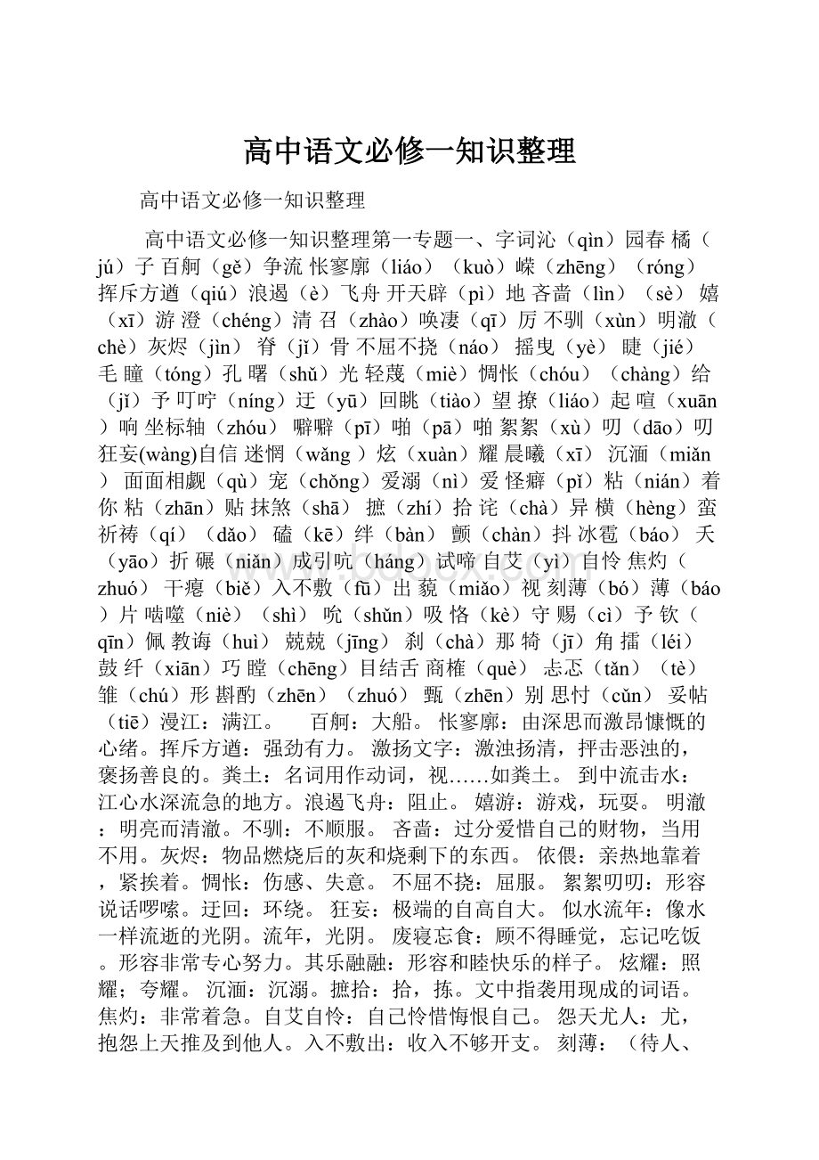 高中语文必修一知识整理.docx_第1页