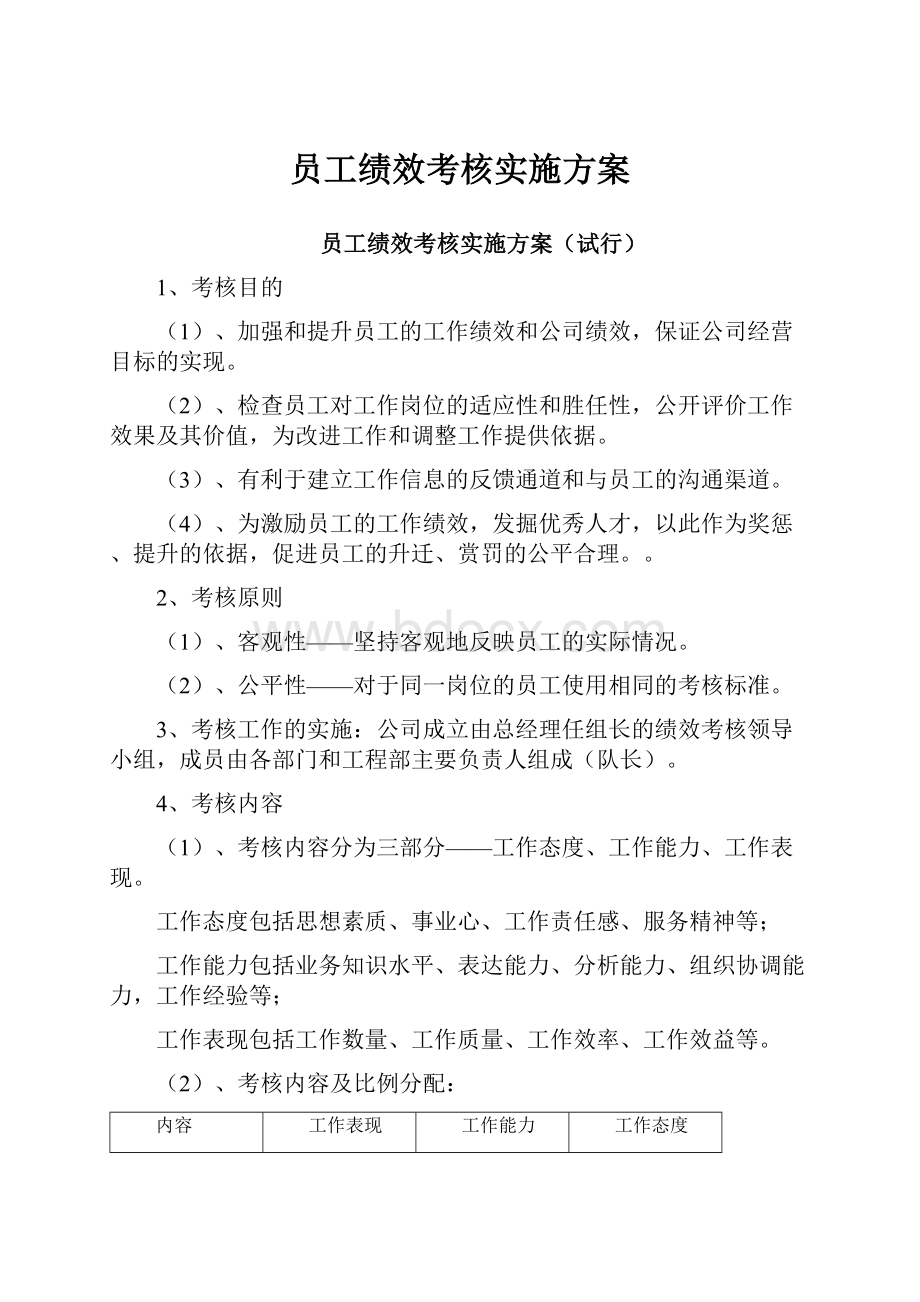 员工绩效考核实施方案.docx