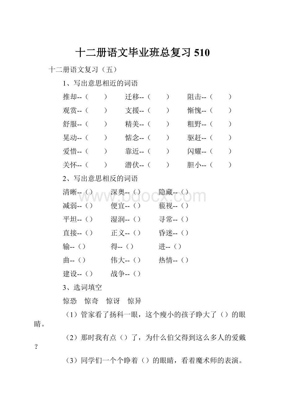 十二册语文毕业班总复习510.docx_第1页