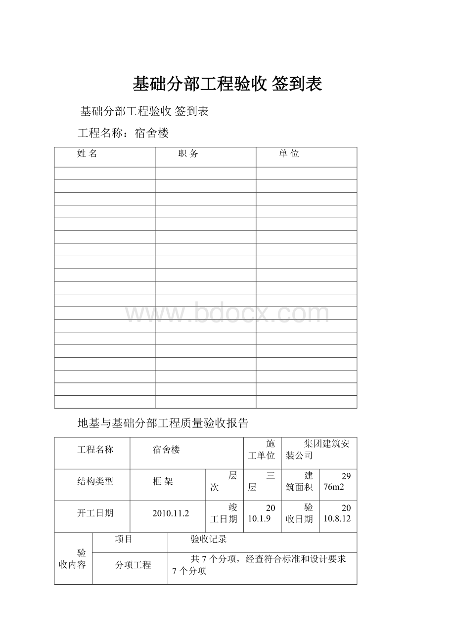 基础分部工程验收签到表Word文件下载.docx