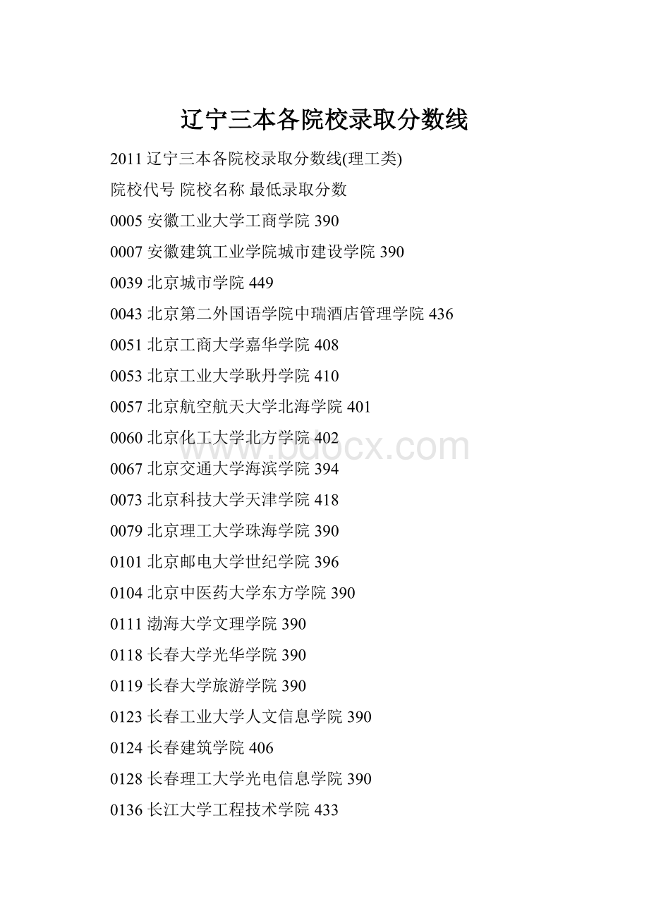 辽宁三本各院校录取分数线.docx