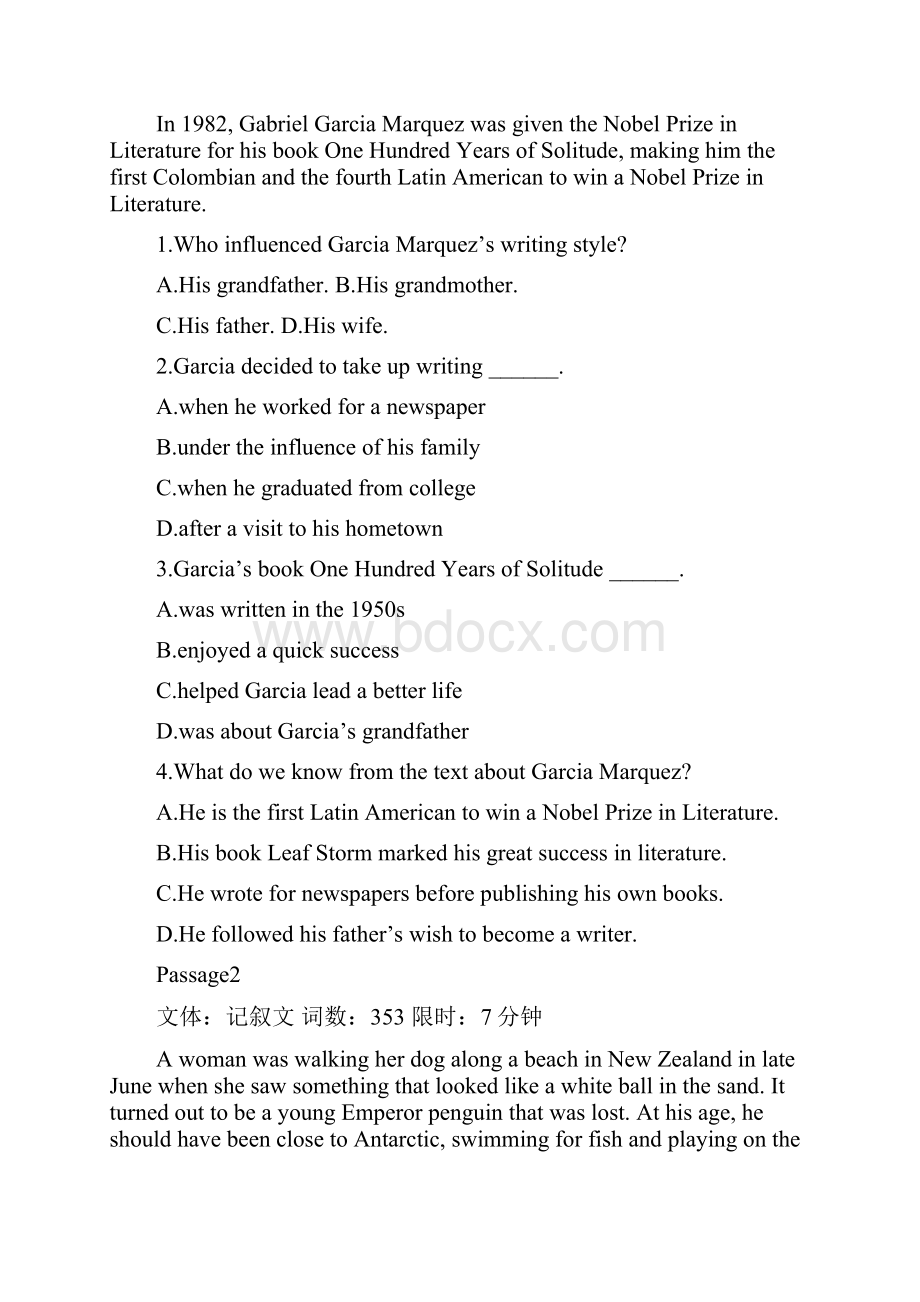 届高考阅读理解专项练习记叙文应用文议论文说明文Word格式文档下载.docx_第2页