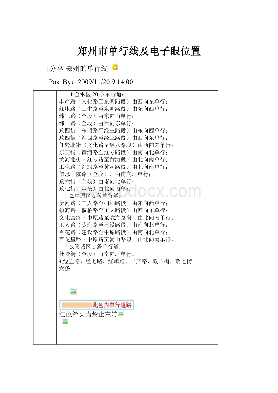 郑州市单行线及电子眼位置.docx_第1页
