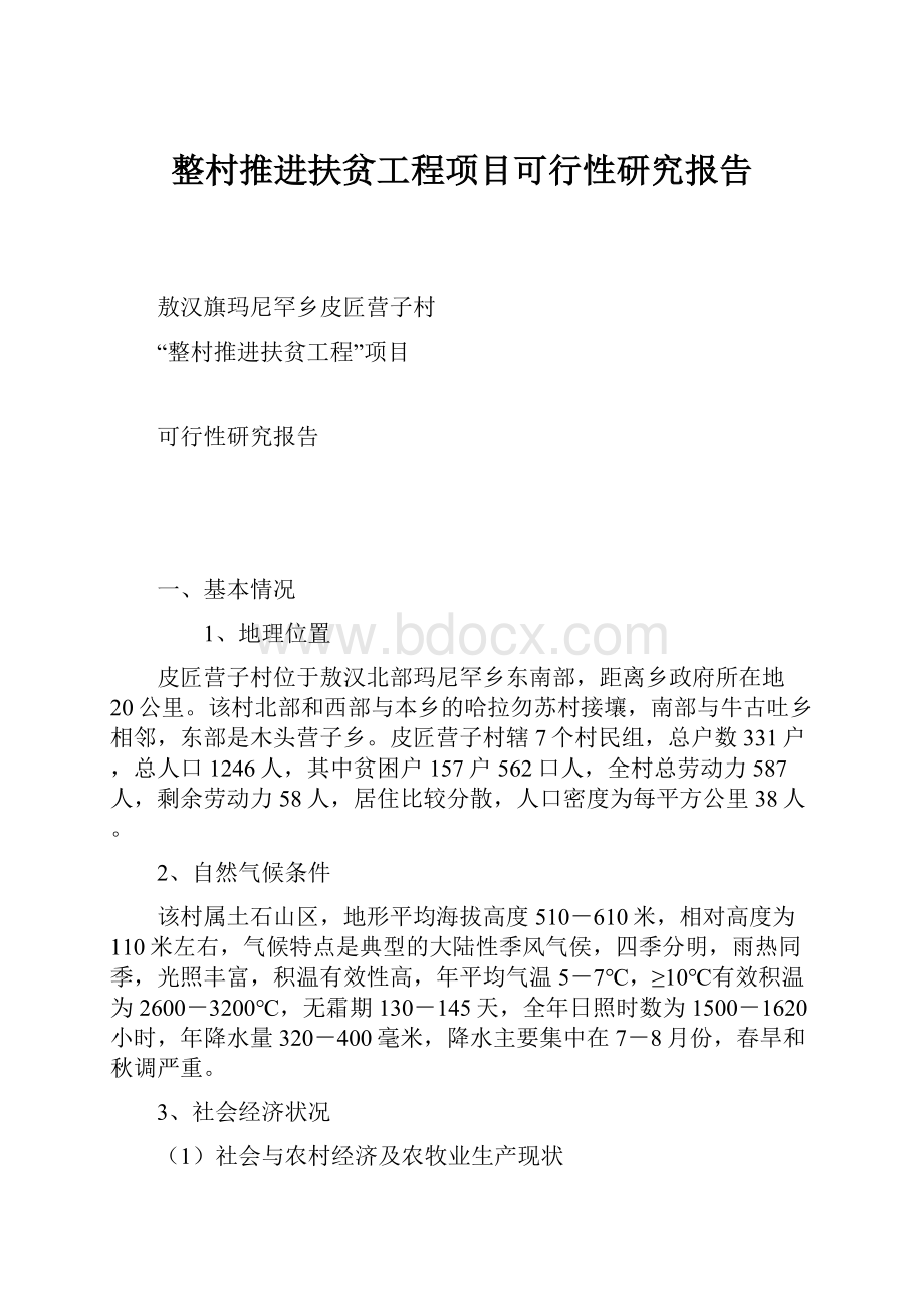 整村推进扶贫工程项目可行性研究报告.docx