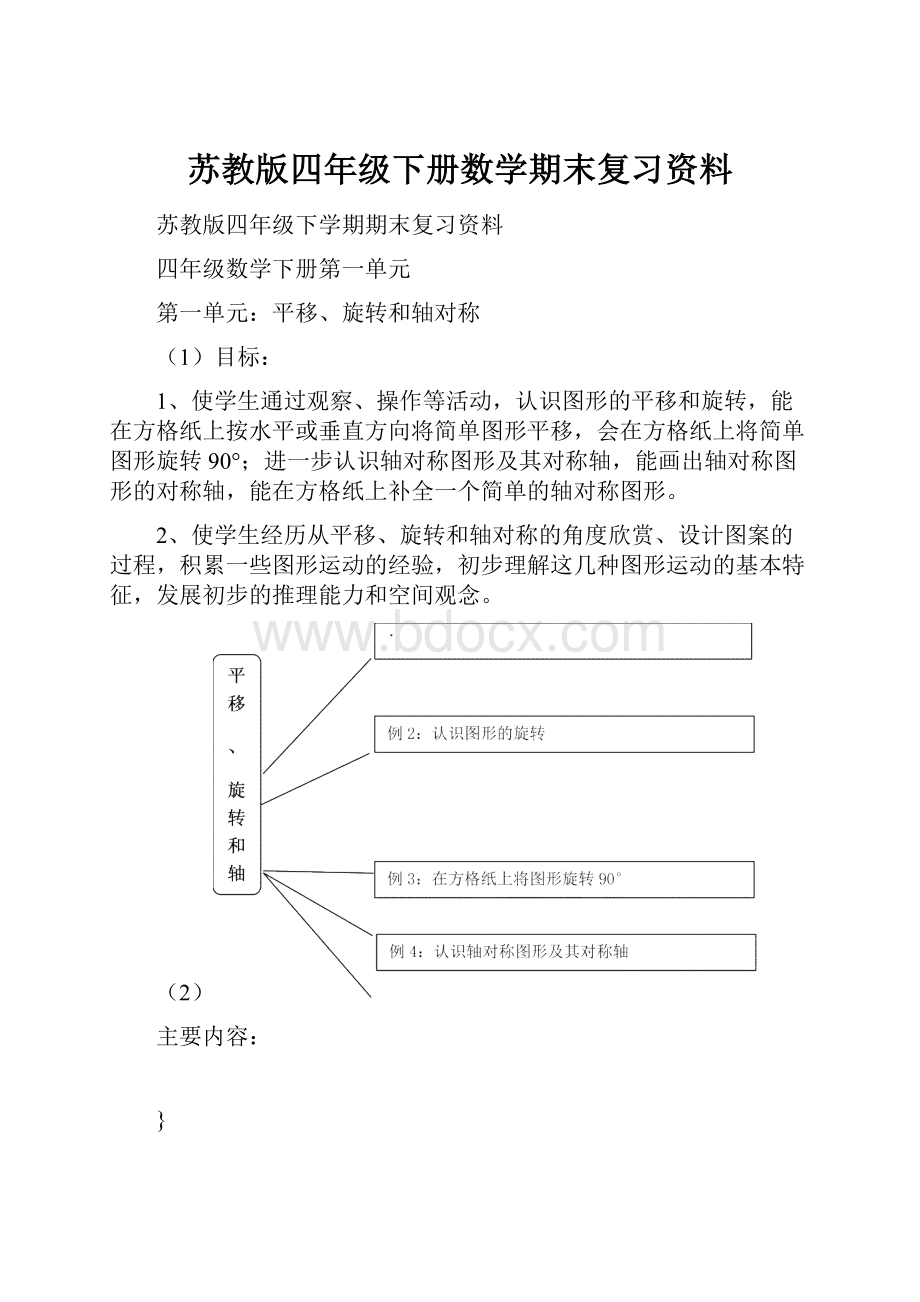 苏教版四年级下册数学期末复习资料Word下载.docx