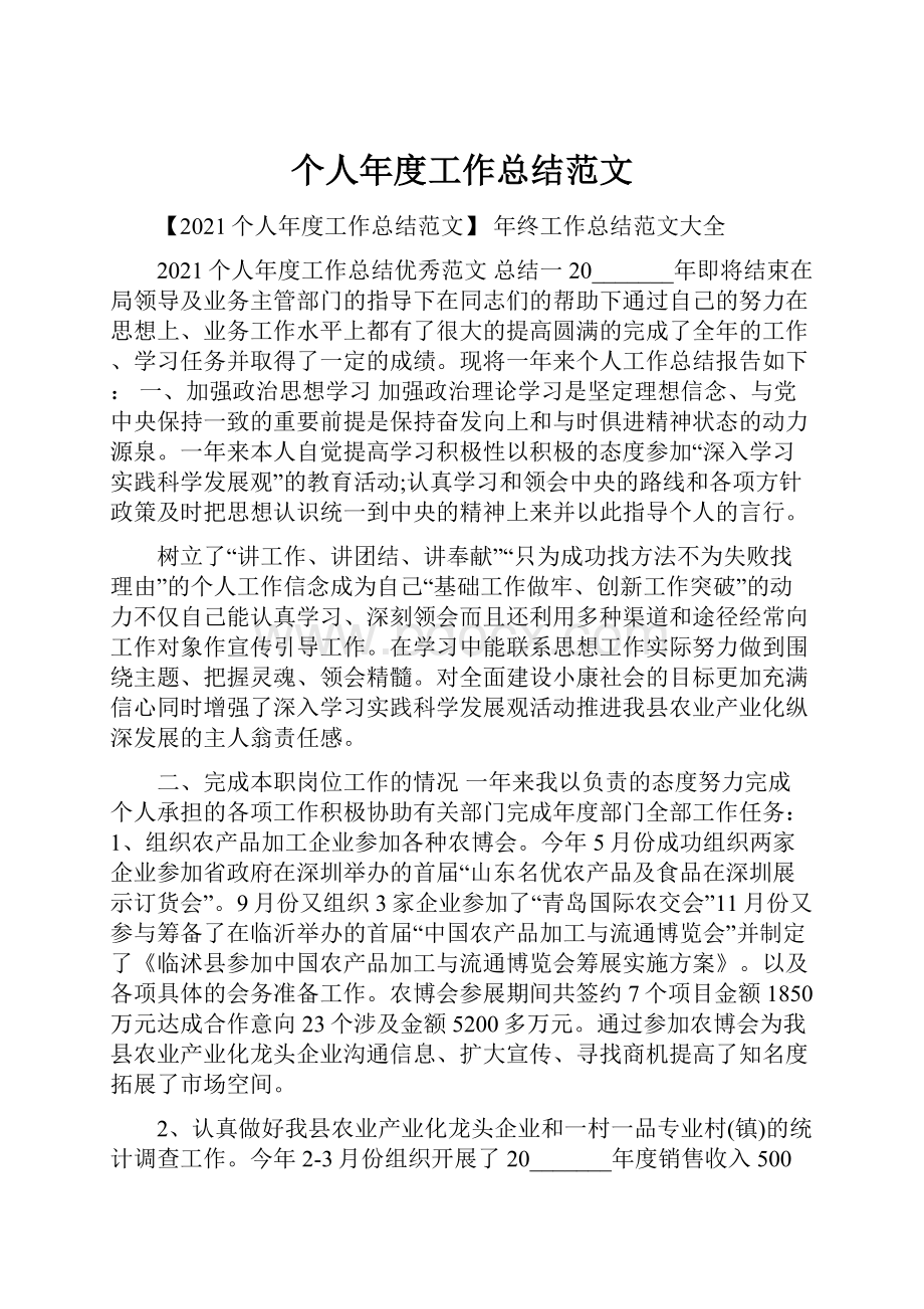 个人年度工作总结范文.docx_第1页