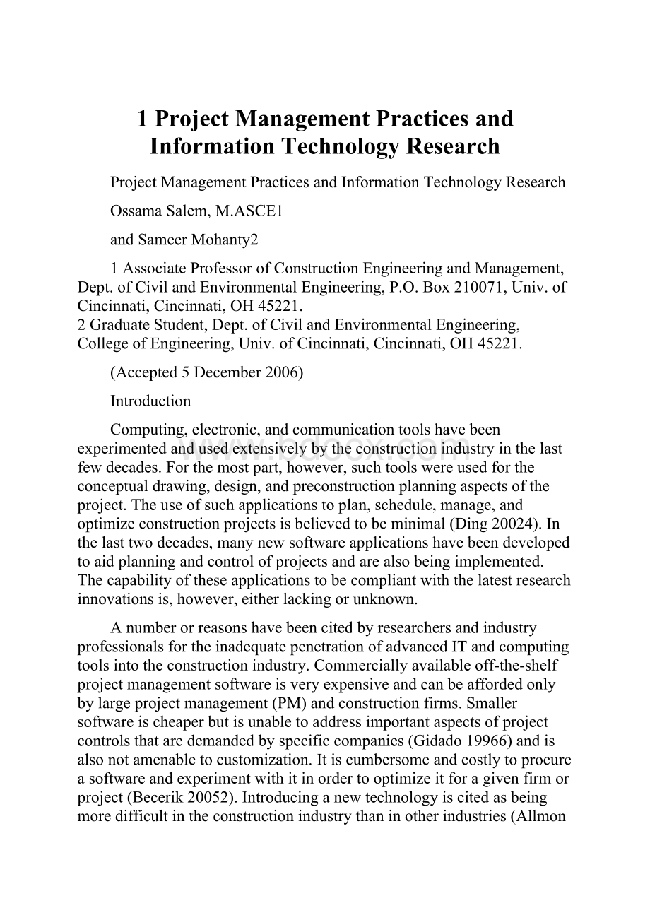1 Project Management Practices and Information Technology Research.docx