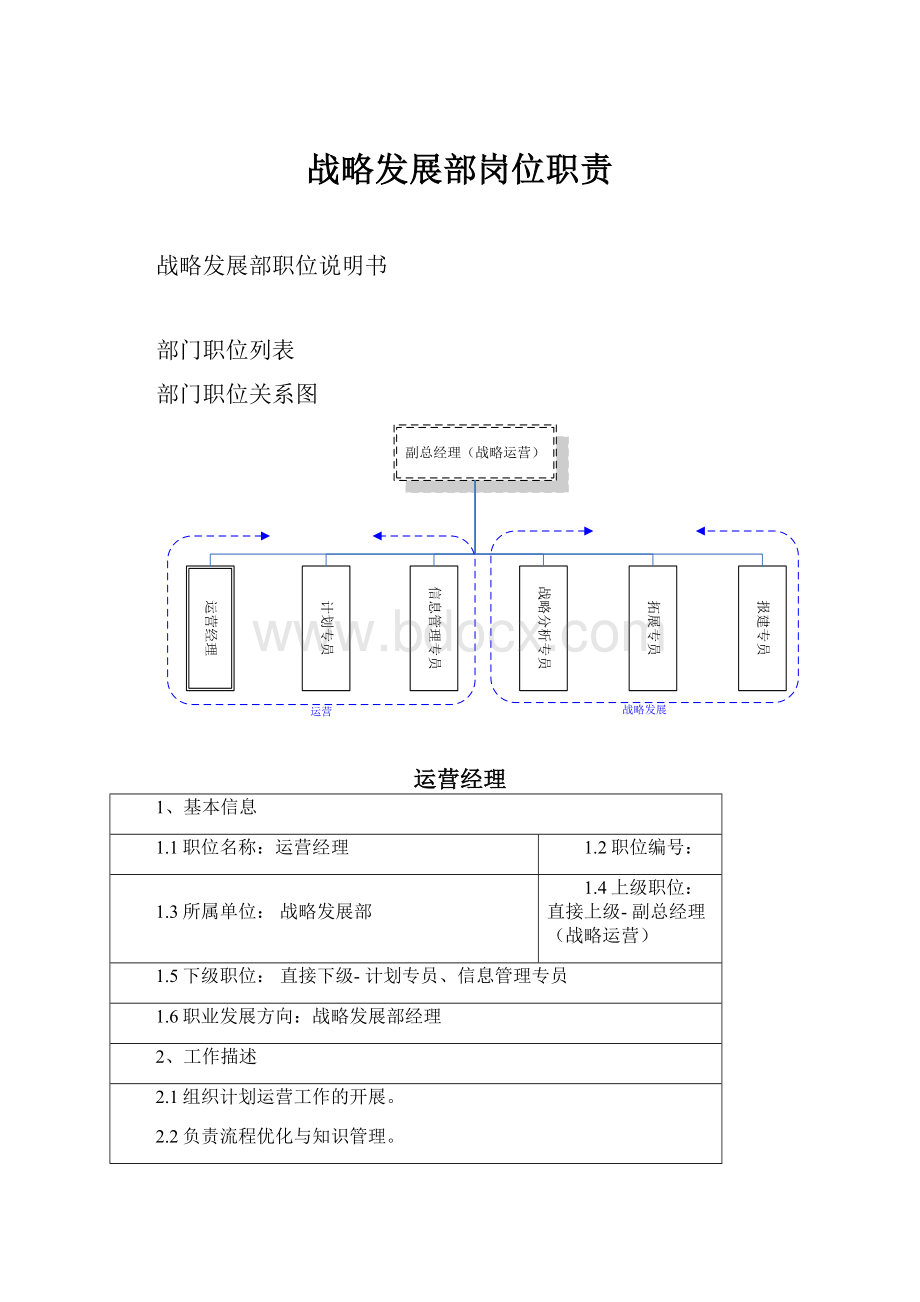 战略发展部岗位职责Word下载.docx