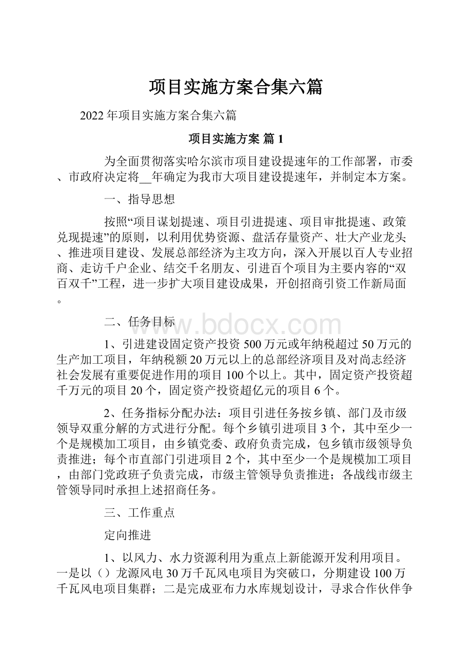 项目实施方案合集六篇.docx