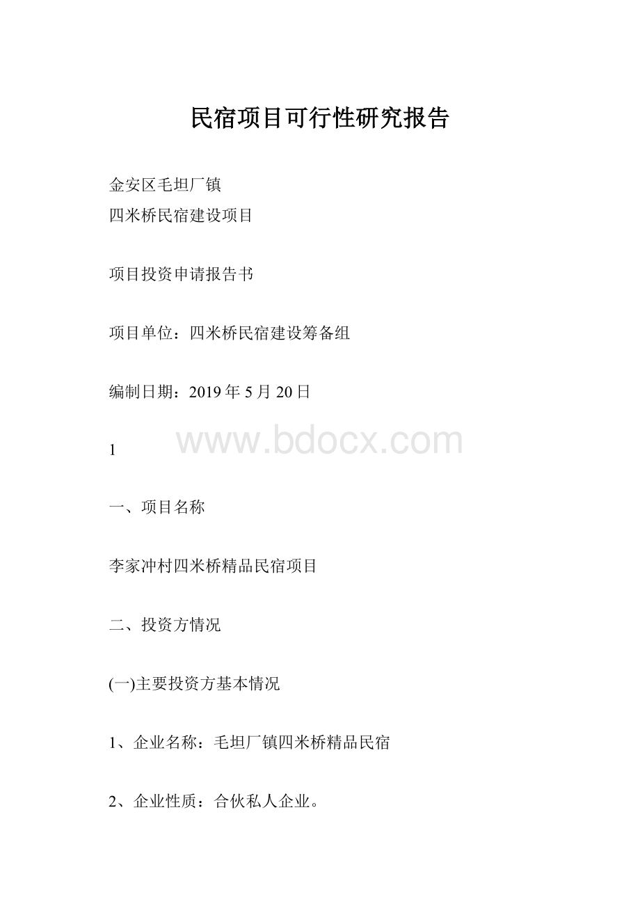 民宿项目可行性研究报告.docx_第1页