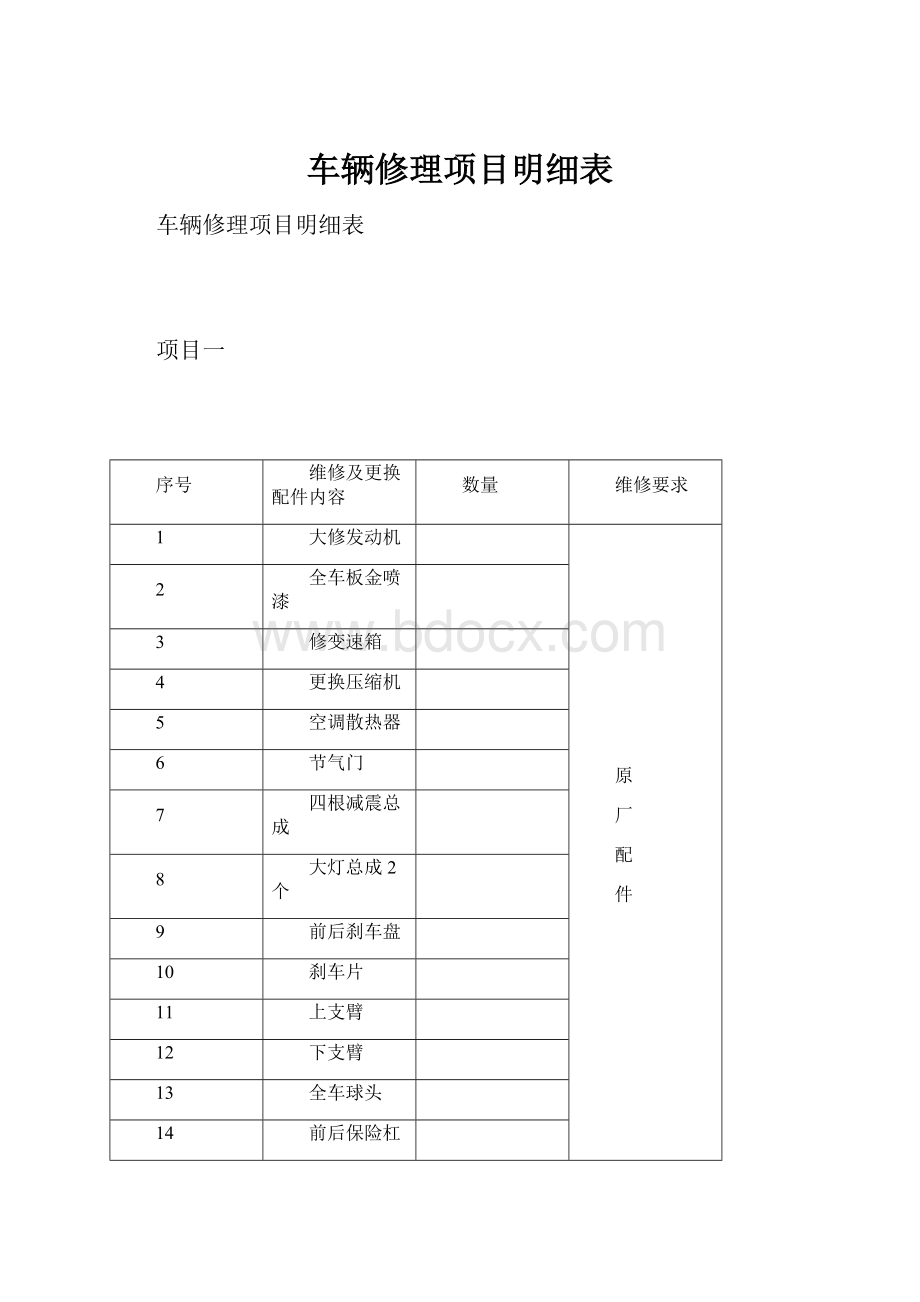 车辆修理项目明细表.docx_第1页