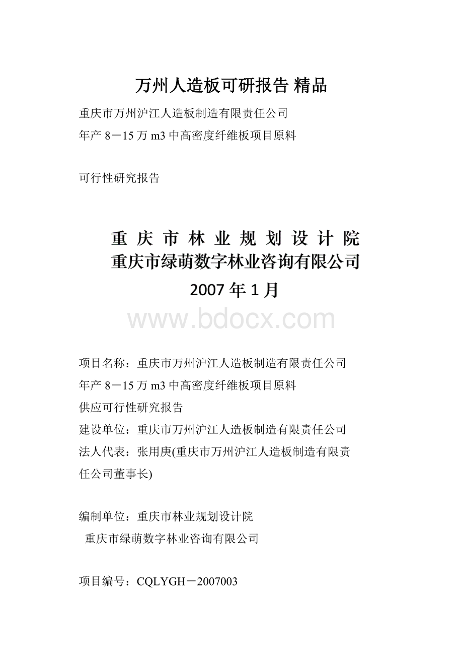 万州人造板可研报告 精品.docx_第1页