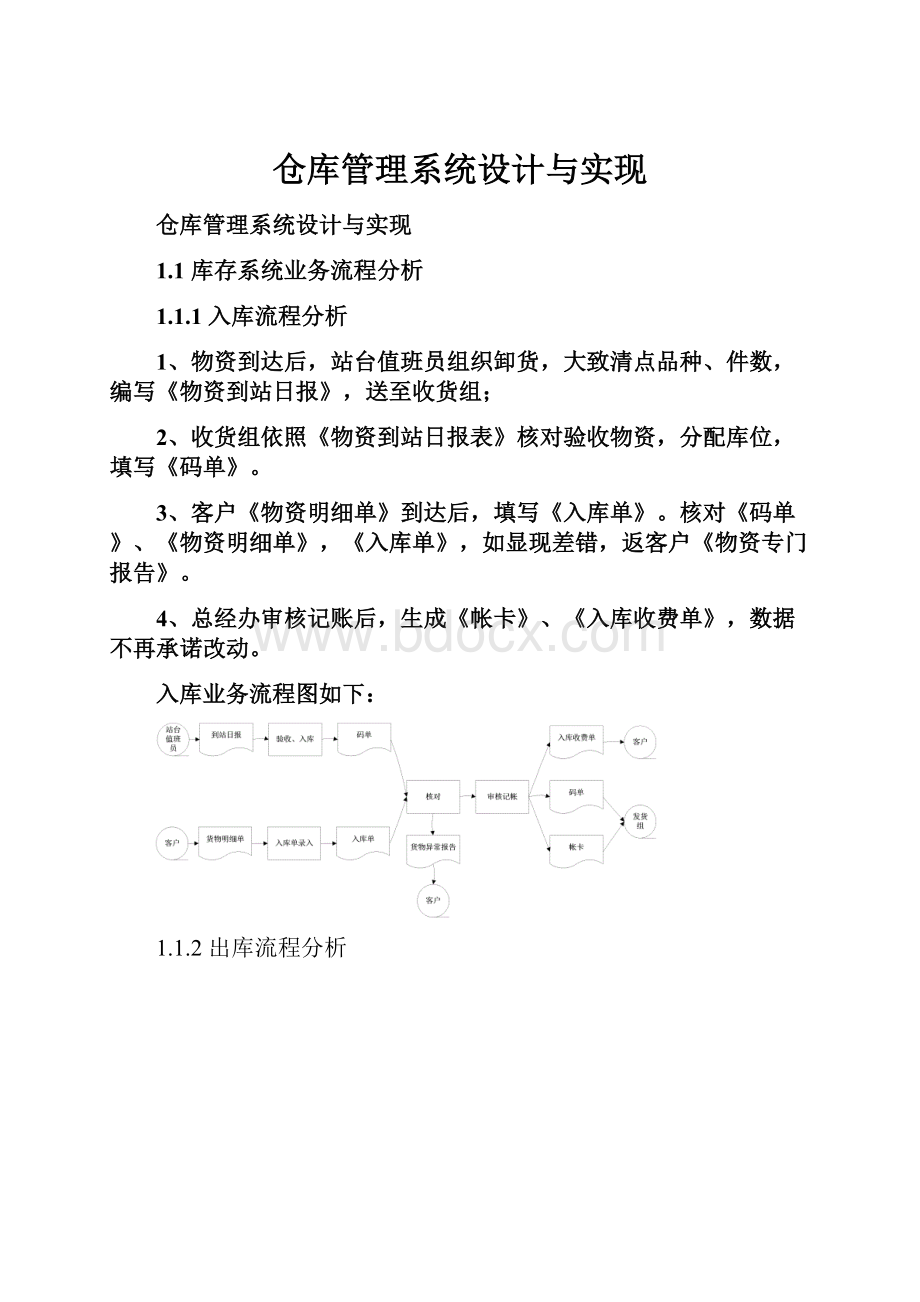 仓库管理系统设计与实现Word下载.docx