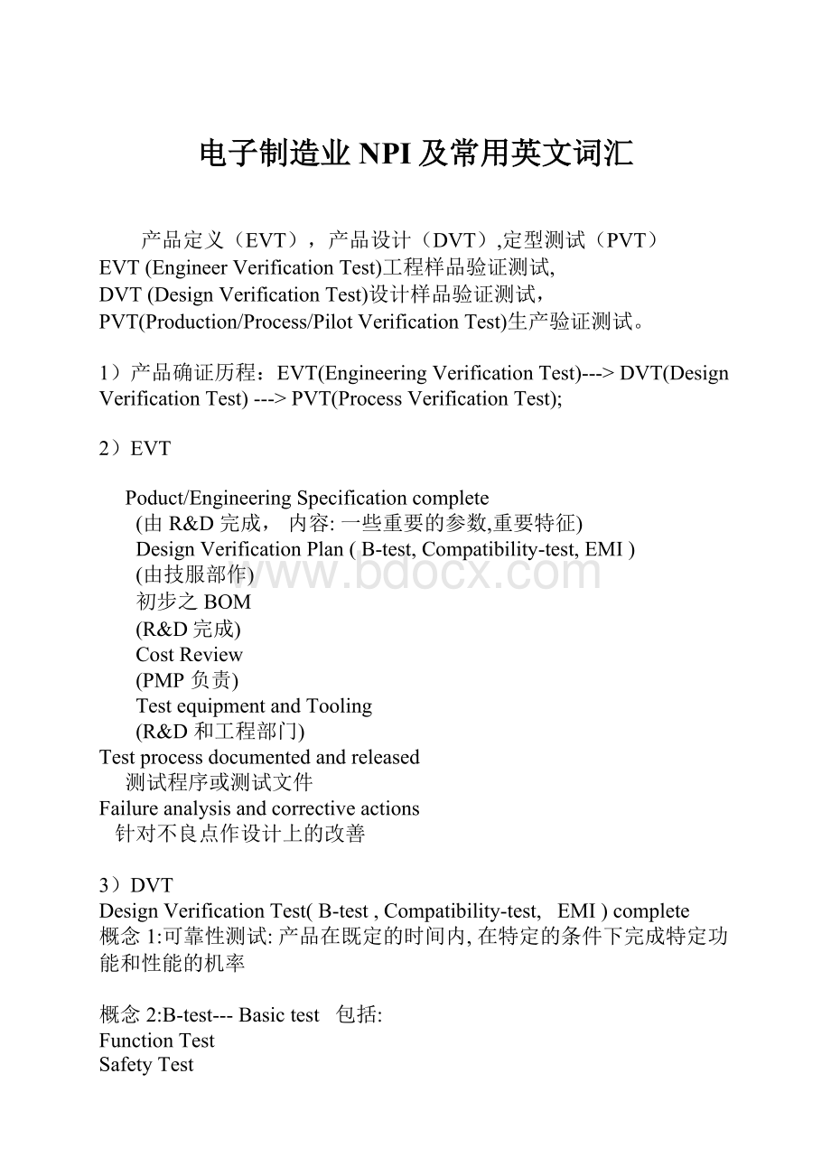 电子制造业NPI及常用英文词汇Word文档格式.docx